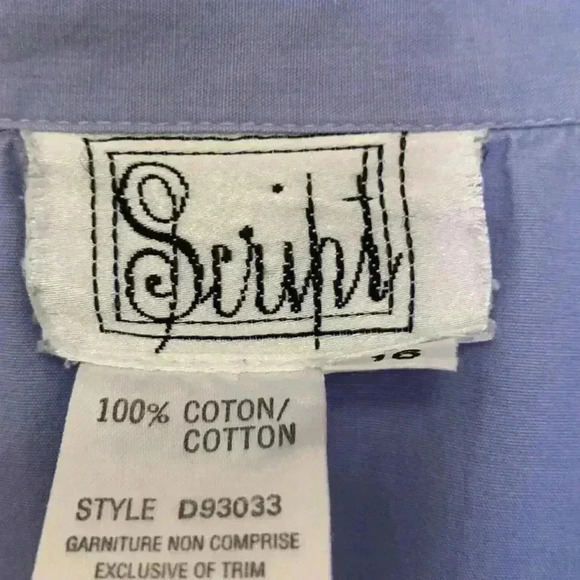 Script vintage, 100% cotton,  sleeveless top w front darts, butterfly embroidery - Picture 4 of 5